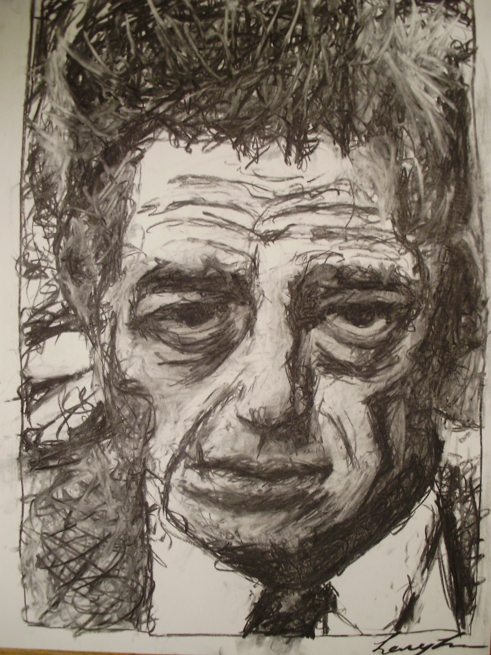 Charcoal drawing of a man.